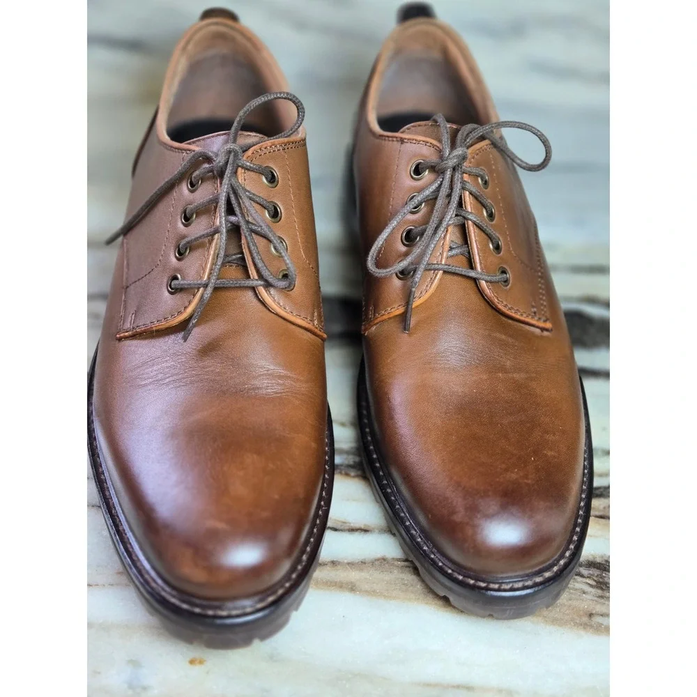 Mark Nason Los Angeles Mens Brown Leather Lug Sole Plain Toe Derby‎ Oxford Shoes